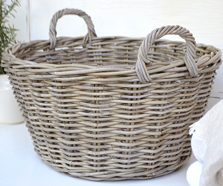 Cooper Washing Basket Antique Grey Cane