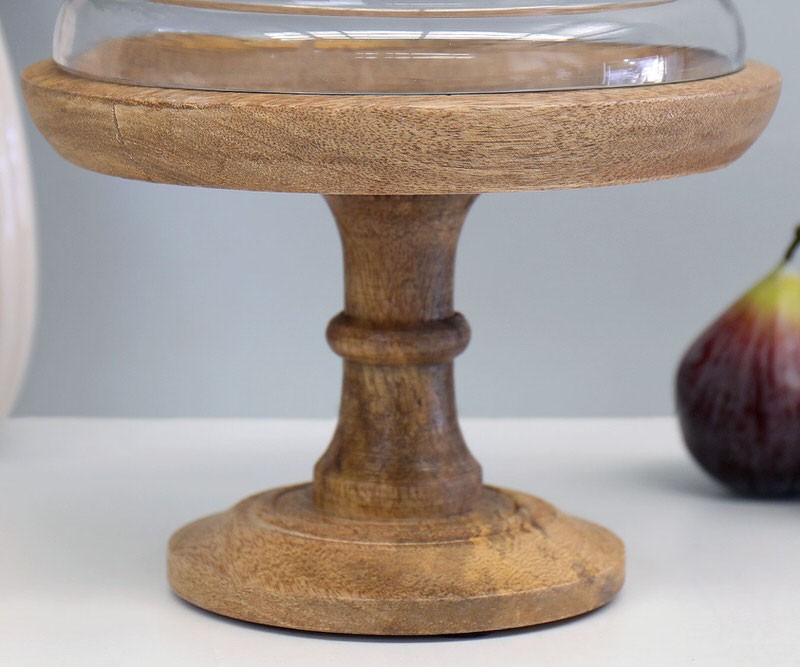 Finsbury Wooden Tray Stand with Glass Dome
