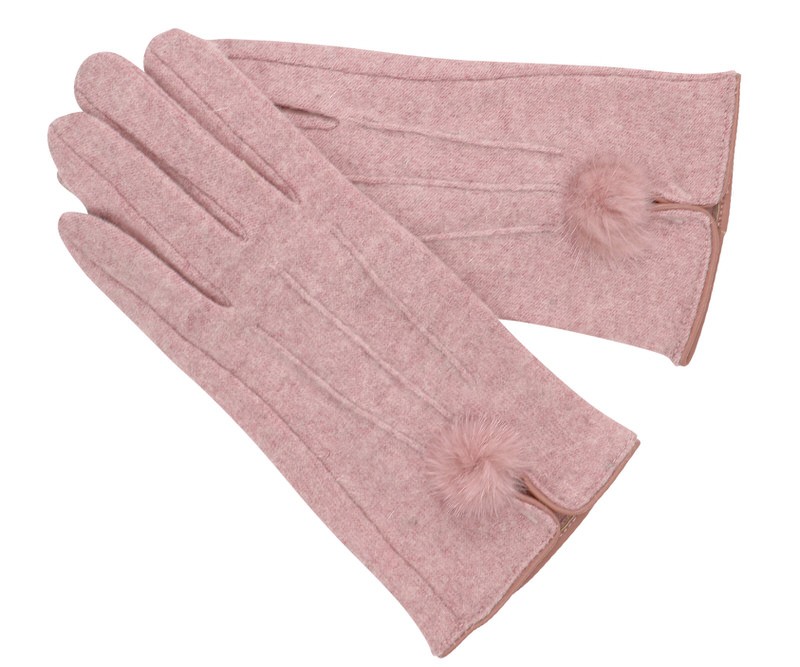 Stella Pink Fur PomPom Gloves