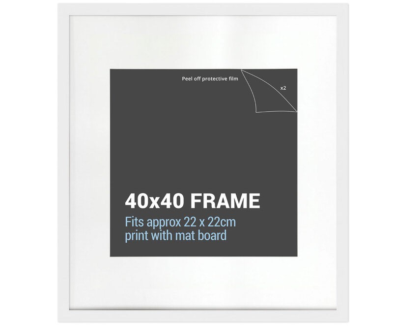 40x40cm Square White Picture Frame with Mat Board