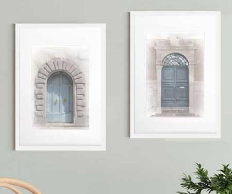 Set 2 Romana Blue Doors - A2 Framed Prints