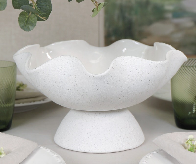 Wave White Pedestal Bowl