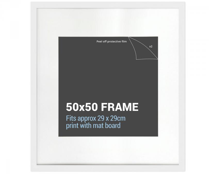 50x50cm Square White Picture Frame with Mat Board