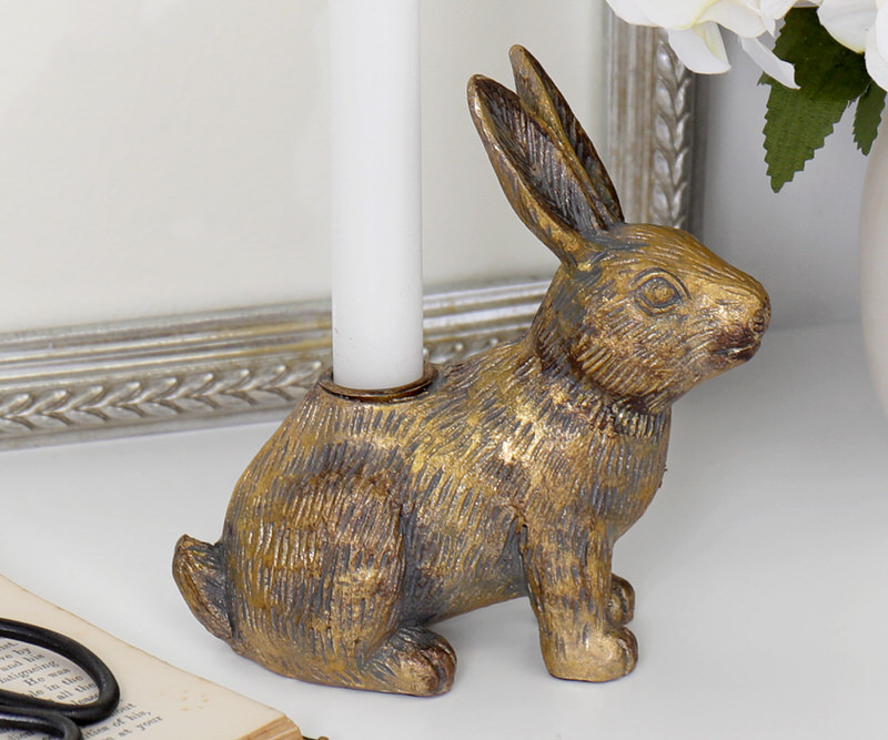 Hans the Rabbit Gold Candle Holder