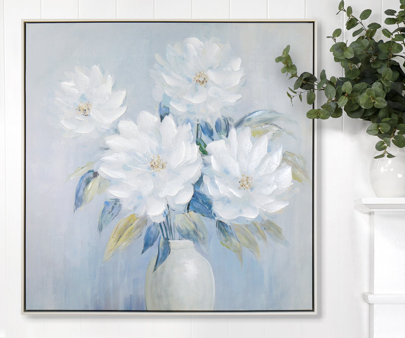 Lucie Blue Peonies I Framed Canvas Painting