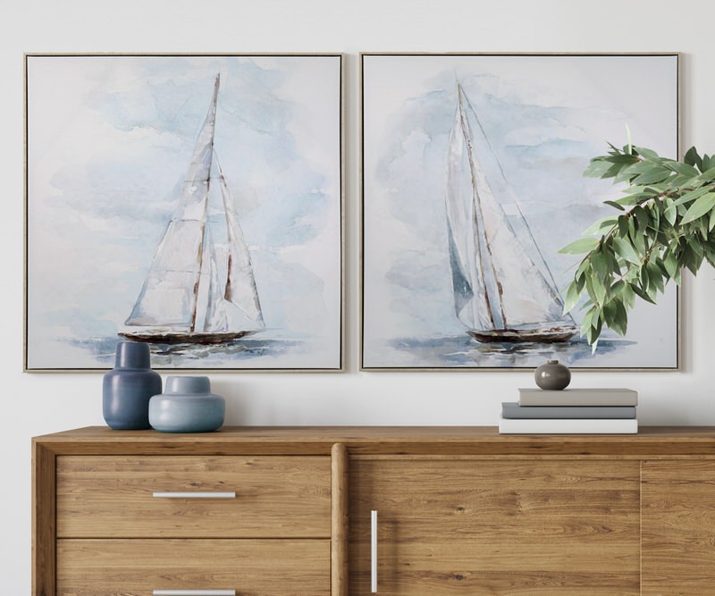 Sail Away II Framed Canvas Painting