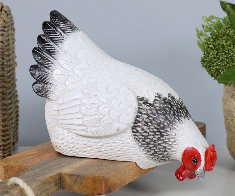 Henrietta White Hen - Shelf Sitting Chicken
