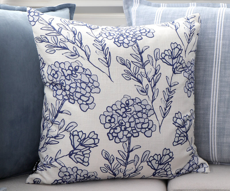 Lyla Blue Hydrangeas Cushion - Feather Insert