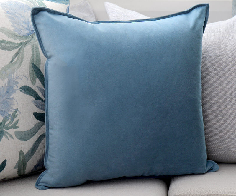 Aegean Blue Velvet Cushion