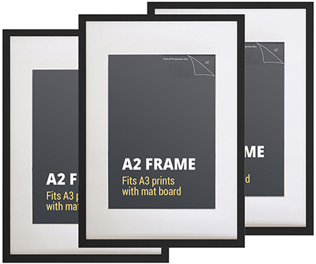 Set 3 A2 Black Picture Frames