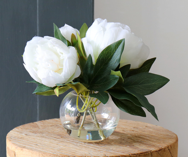 Mariana White Peony Vase Arrangement - Small