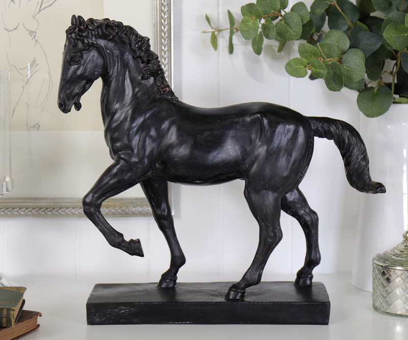 Large Antique Black Horse - Standing
