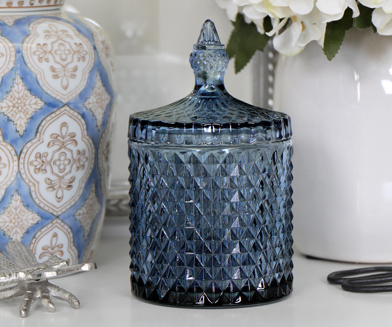 New Orleans Blue Diamond Trinket Jar - Large