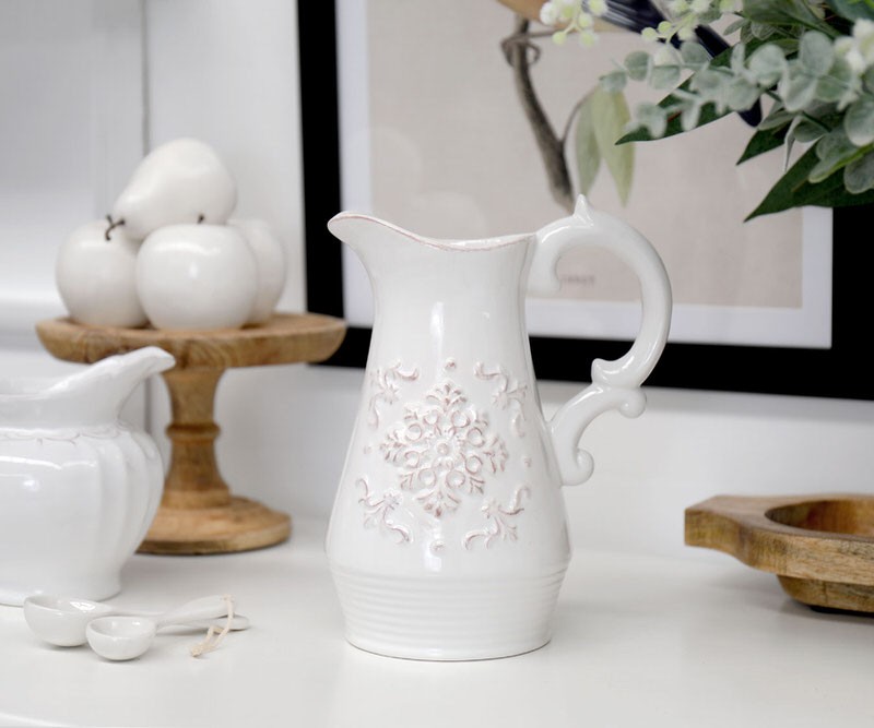 Adelaide Floral White Jug - Scroll Handle