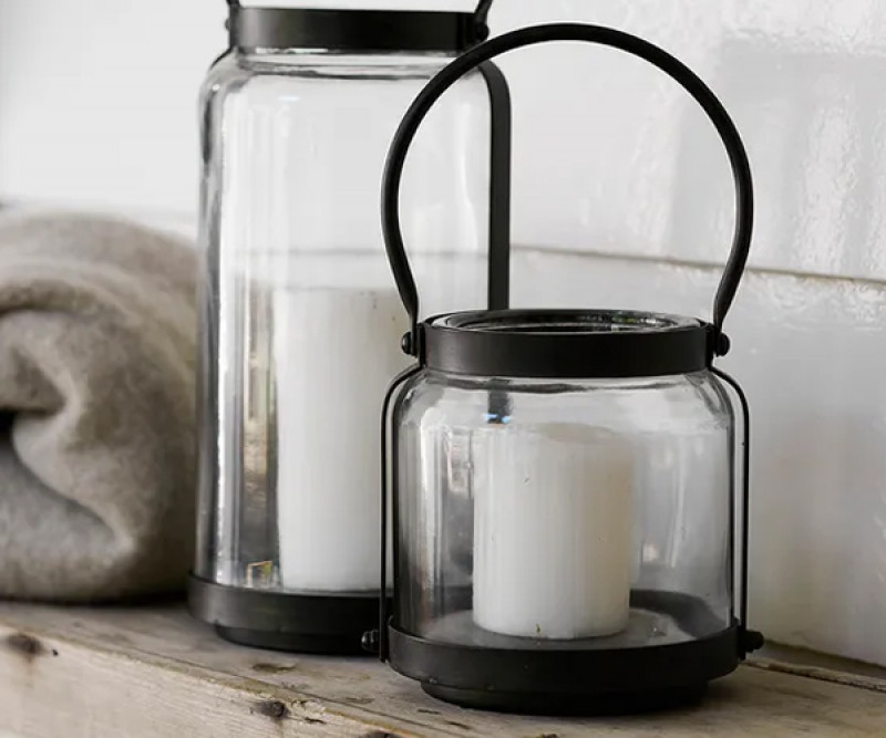 Grafton Black Iron & Glass Vase / Candle Lantern
