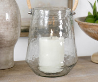 Small Jenson Glass Lantern with Handle - Candle Hurricane