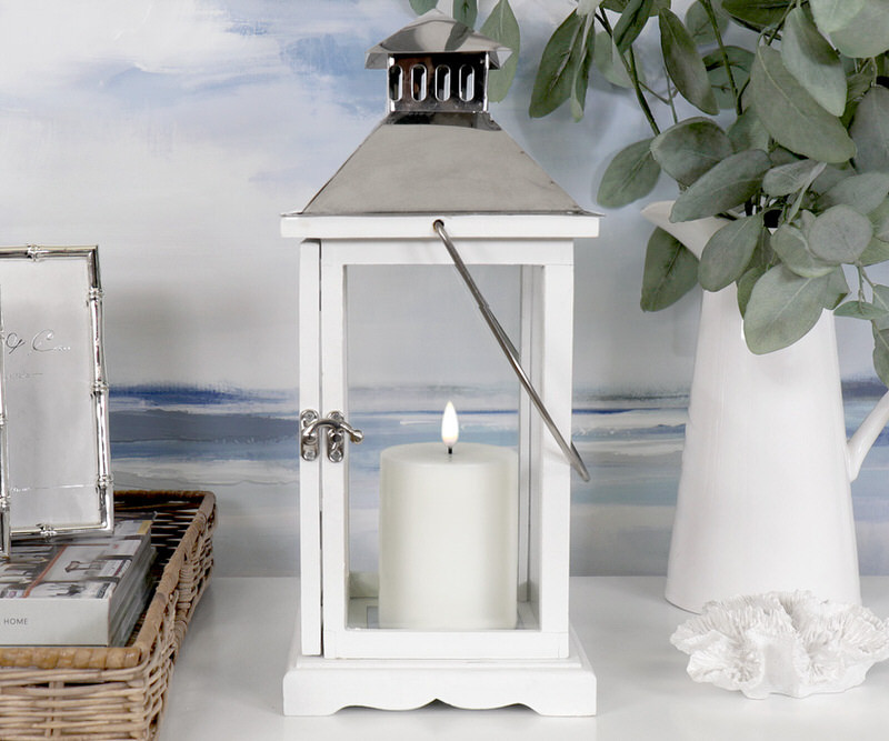 Small Penshaw White Lantern Candle Hurricane
