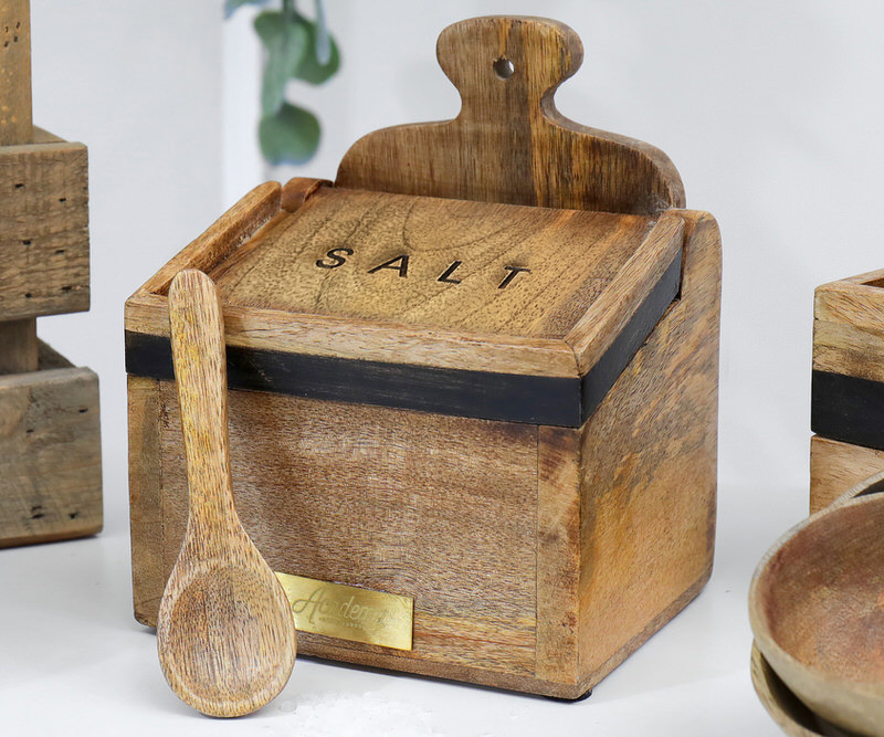 Wilson Wooden Salt Box with Spoon