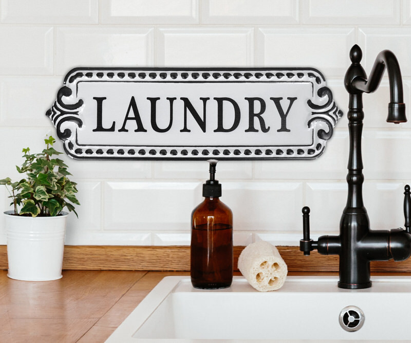 Chilton Vintage Enamel Laundry Sign