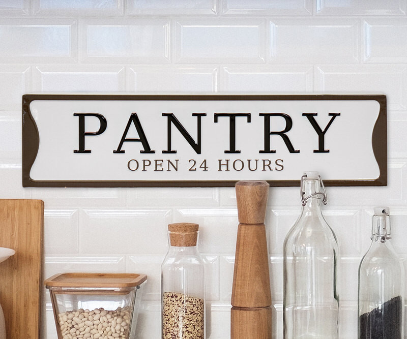 Pantry Open 24 Hours Enamel Wall Sign
