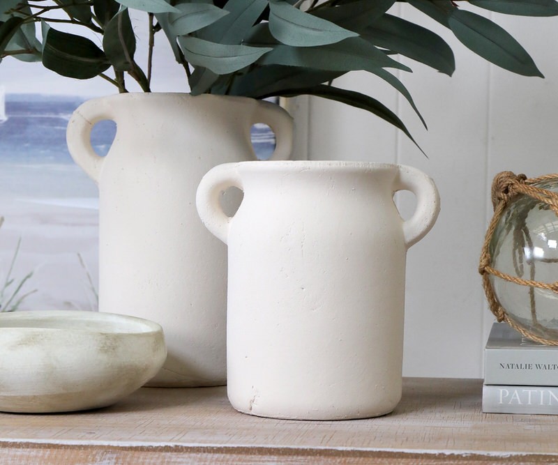 Sutton White Terracotta Vase - Medium