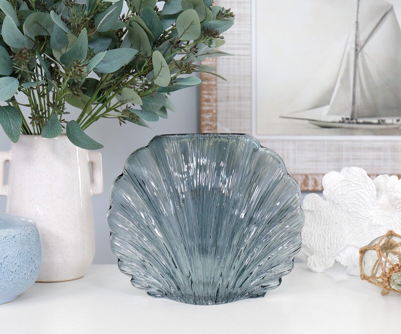 Aegean Blue Scallop Vase