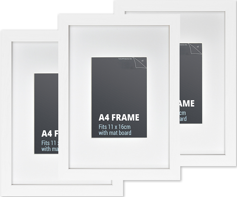 Set 3 A4 White Picture Frames
