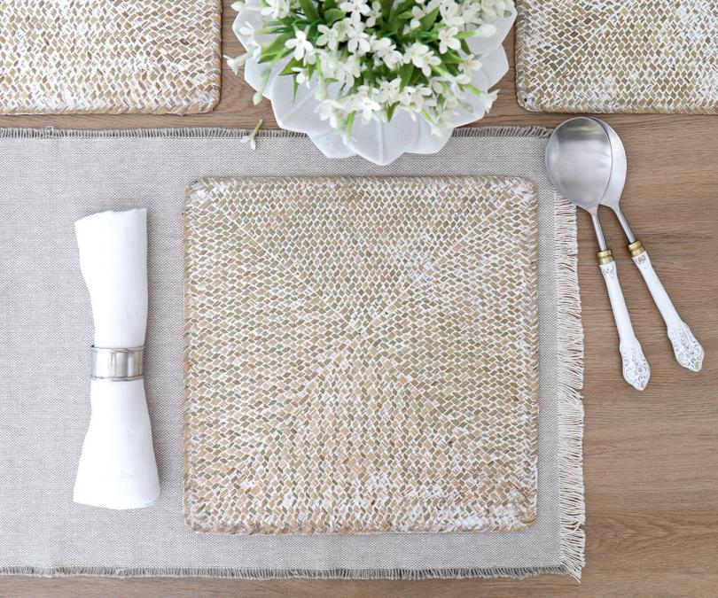 Eden Square Seagrass Placemat Whitewash