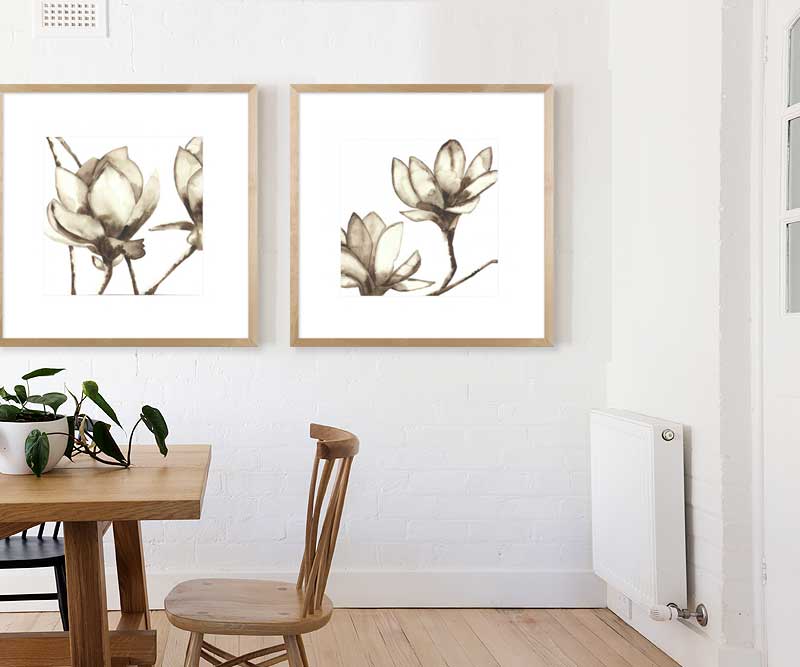 Watercolour Magnolia IV Art Print Framed