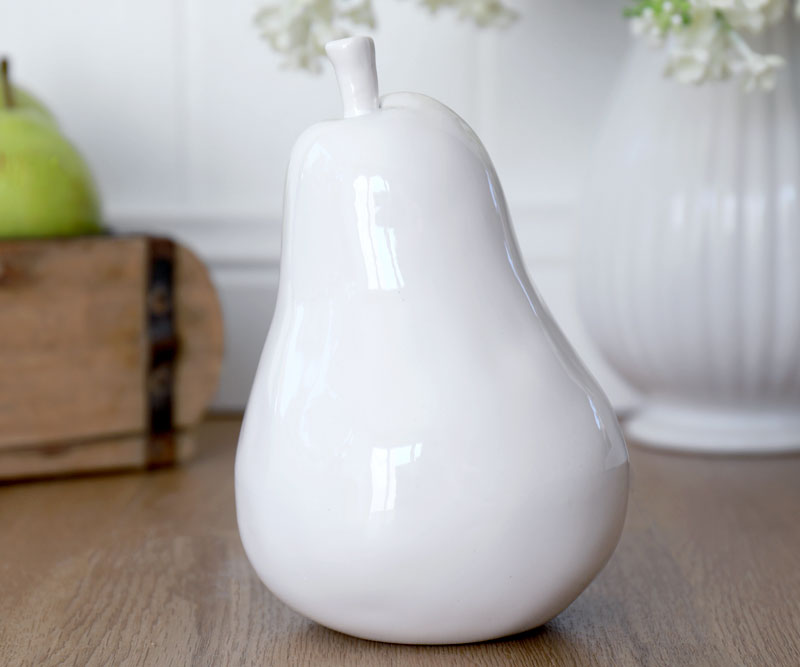 White Pear Ceramic Decor Ornament