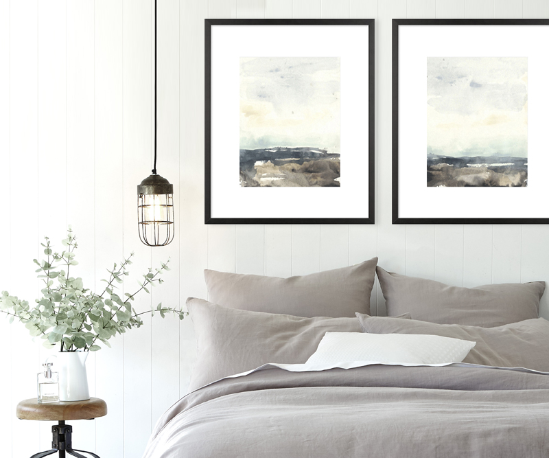 Tidal Horizon I Watercolour Beach Wall Art Print