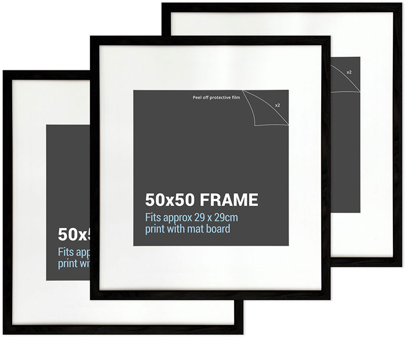 Set 3 50x50cm Square Black Picture Frames