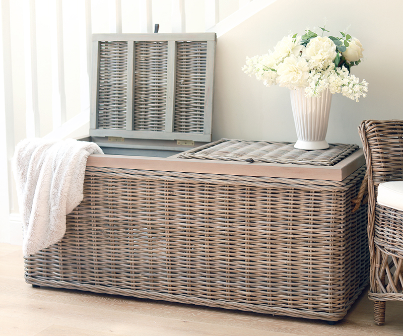 Woodford Rattan Trunk 2 Lids - Antique Grey Cane