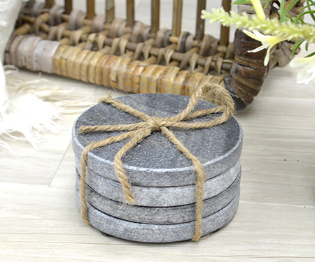 Black Marble Coasters - Round