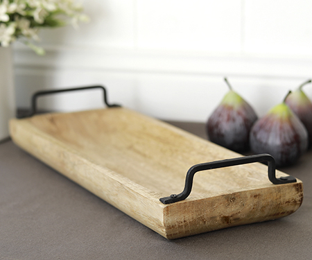 Amara Mango Wood Tray With Handle Small, Wooden Serving Tray With Handles Australia
