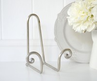 Silver Scroll Plate Stand / Recipe Book Stand / Cookbook Holder While You Cook