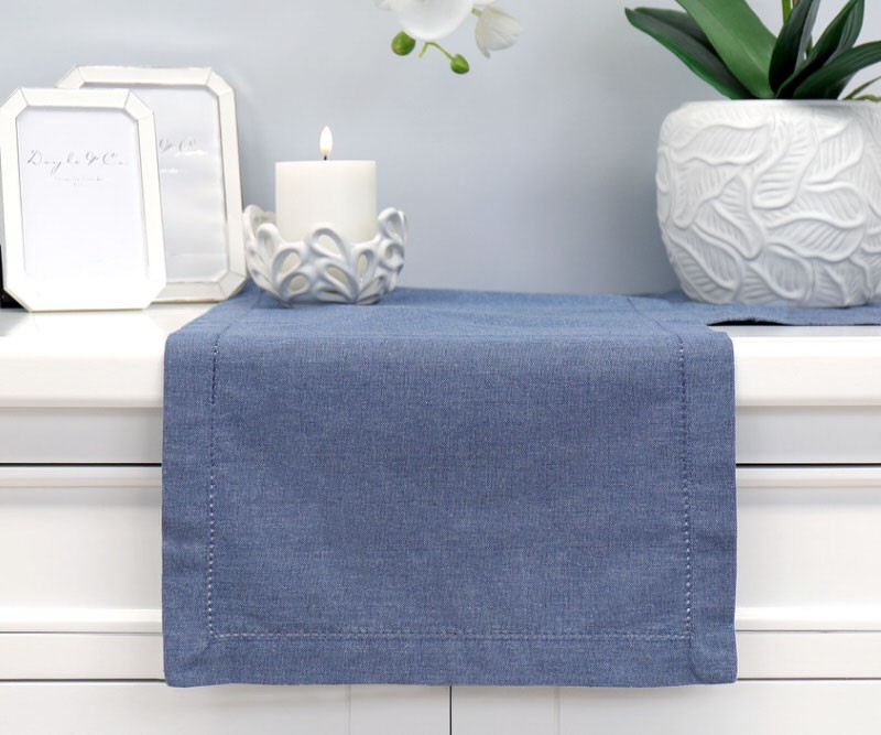 Newquay Denim Blue Table Runner 140cm