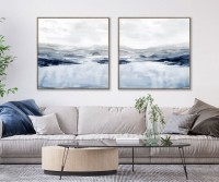 Ocean Blues I Coastal Landscape Framed Canvas Painting