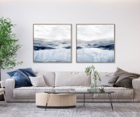Ocean Blues I Coastal Landscape Framed Canvas Painting