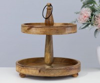 Emille 2-Tier Wooden Tray Stand