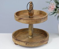 Emille 2-Tier Wooden Tray Stand