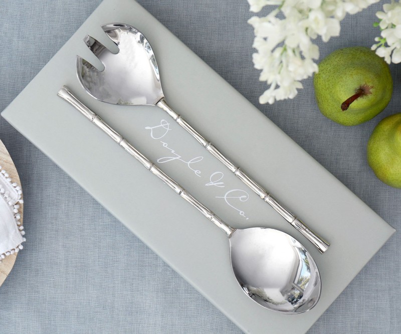 Silver Bamboo Salad Servers