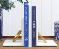 Love Me Do Set 2 Marble Bookends - Gold X & O