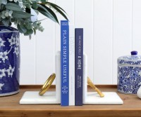 Love Me Do Set 2 Marble Bookends - Gold X & O