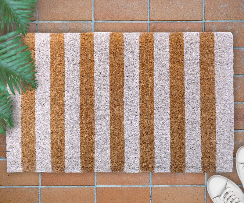 White Stripe Regular Doormat 100% Coir