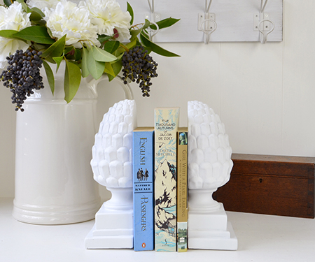 Set 2 White Finial Bookends