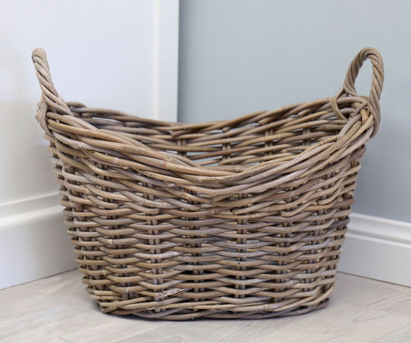 Laundry and washing baskets Classic wicker in antique grey cane.