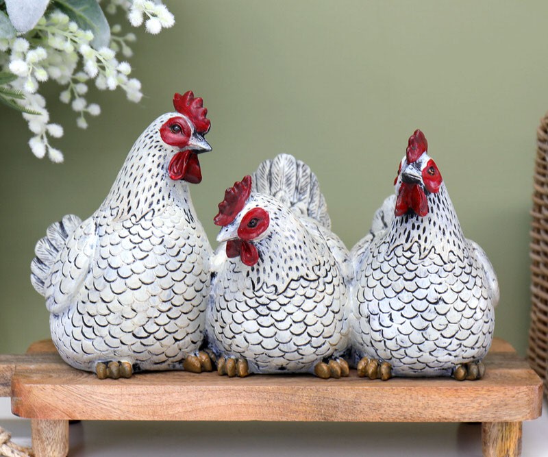 Harriet & Friends Row of White Hens