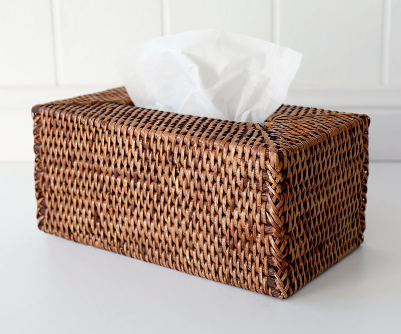Brown Rattan Tissue Box Cover - Large