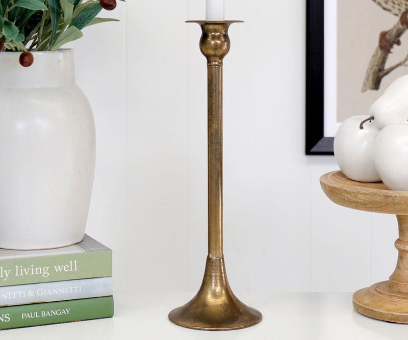 Tall Manor Antique Gold Candlestick